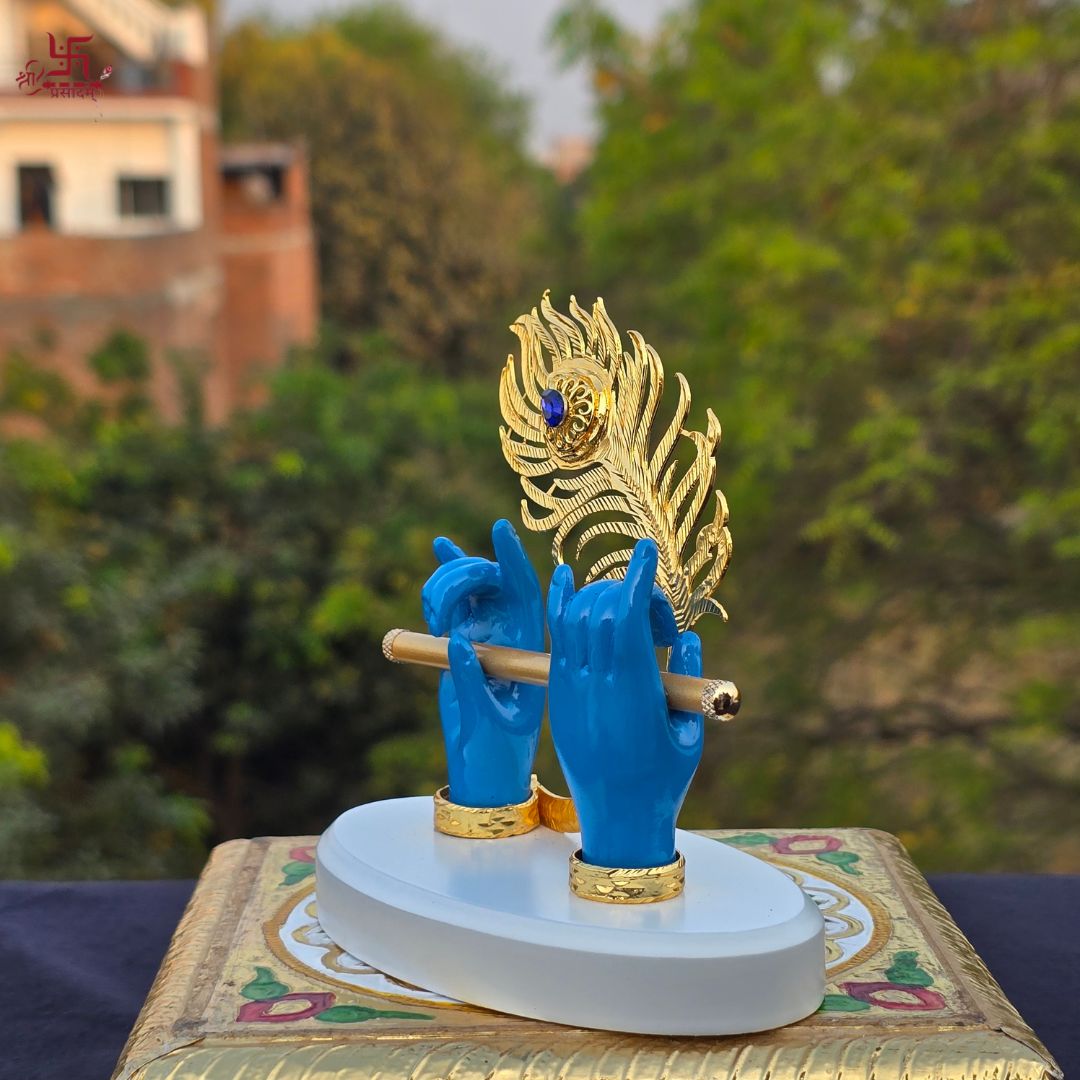 Lord Krishna Hand with Flute Blue | Classical Piece for Decor As Well As Wedding and Corporate Gifting Purposes