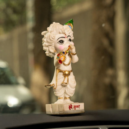 Shri Krishna with Flute Idol (White Color)