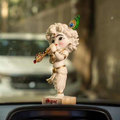 Shri Krishna with Flute Idol (White Color)