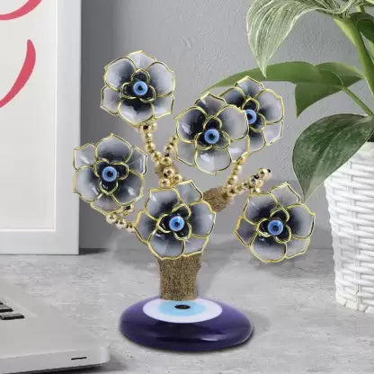 Evil Eye Tree for Home Décor Showpiece Decorative Showpiece - 7 cm  (Metal, Silver)