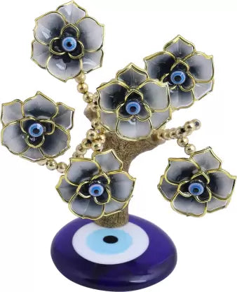 Evil Eye Tree for Home Décor Showpiece Decorative Showpiece - 7 cm  (Metal, Silver)