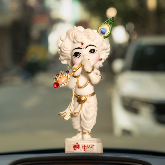 Shri Krishna with Flute Idol (White Color)