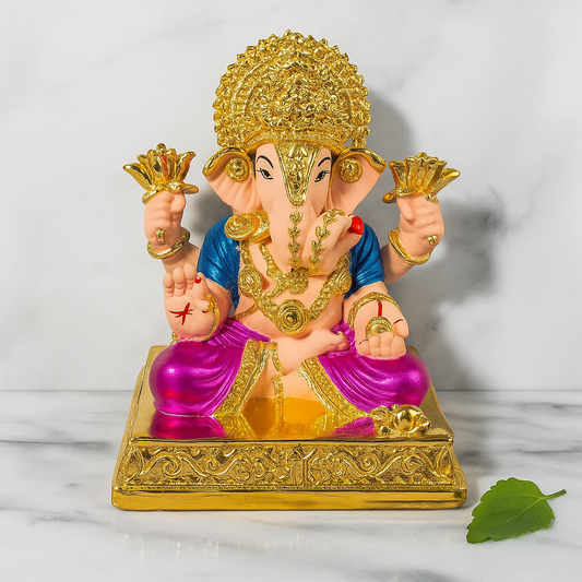 Gold Plated Lord Ganesha Murti For Home Temple