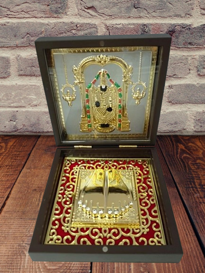 24K Gold Plated Tirupati Balaji Pocket Temple