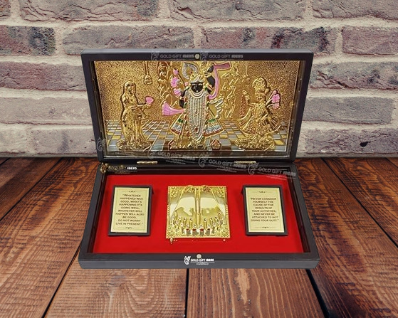 24K Gold Plated Shreenathji Pocket Temple