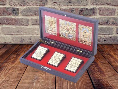 24K Gold Plated Ganesh Lakshmi Balaji Pocket Temple