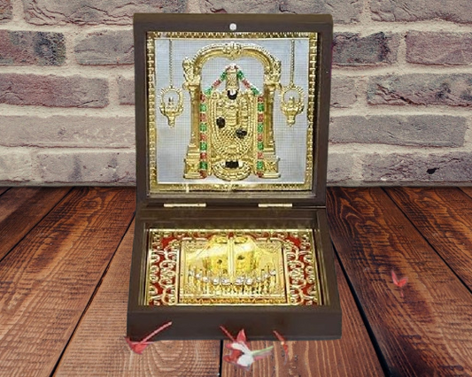 24K Gold Plated Tirupati Balaji Pocket Temple