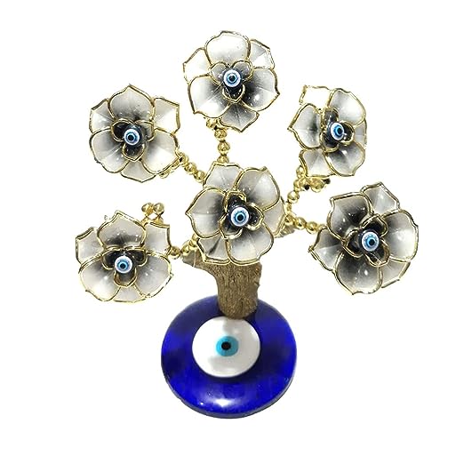 Evil Eye Tree for Home Décor Showpiece Decorative Showpiece - 7 cm  (Metal, Silver)