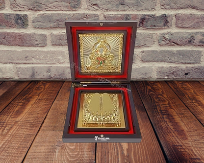 24K Gold Plated Square Dagdu Seth Ganesh Pocket Temple