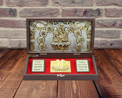 24K Gold Plated Ashtavinayak Ganesh Pocket Temple