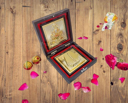 24K Gold Plated Square Dagdu Seth Ganesh Pocket Temple