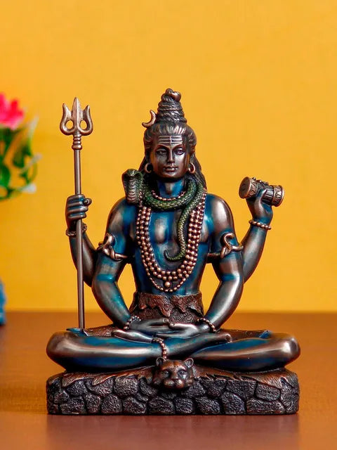 Lord Shiva Padmasana Cold Cast Bronze Resin Decorative Figurine