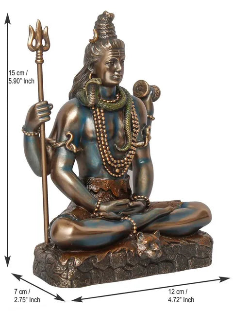 Lord Shiva Padmasana Cold Cast Bronze Resin Decorative Figurine