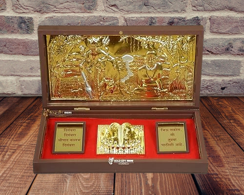 24K Gold Plated Shri Swami Samarth Pocket Temple