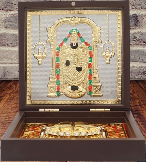 24K Gold Plated Tirupati Balaji Pocket Temple