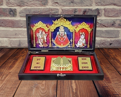 24K Gold Plated Khatu Shyam Baba Pocket Temple