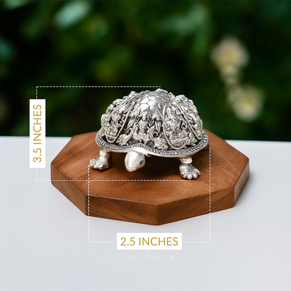 Ashtalakshmi Tortoise Idol - Silver Plated (4 inch)