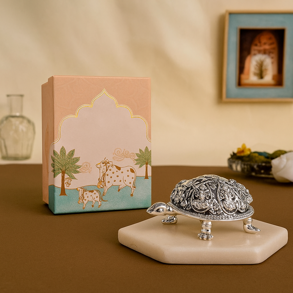 Ashtalakshmi Tortoise Idol - Silver Plated (4 inch)
