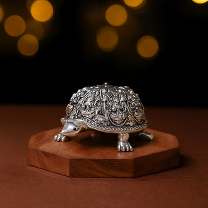 Ashtalakshmi Tortoise Idol - Silver Plated (4 inch)