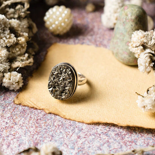 Pyrite Natural  Adjustable Ring