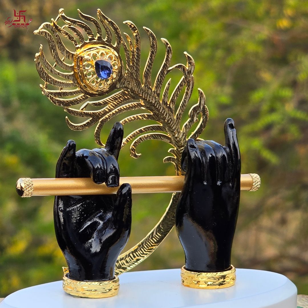 Lord Krishna Divine Hands Gold Plated For Puja, Home, And Gift