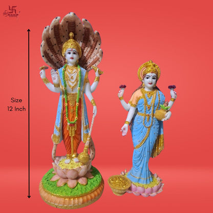 Lord Vishnu & Goddess Lakshmi Idol for Home, Temple, and Pooja