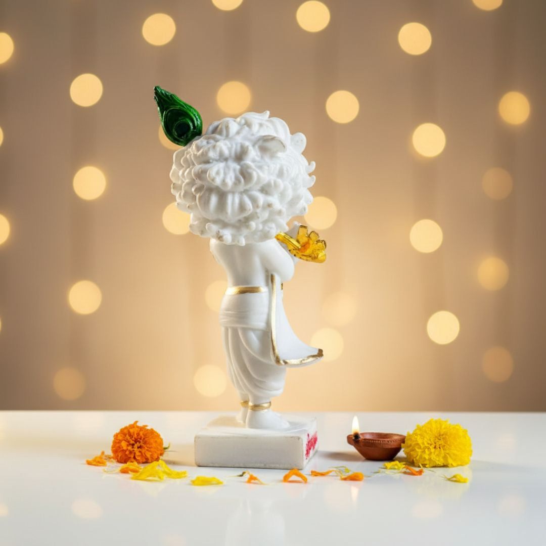 Shri Krishna with Flute Idol (White Color)