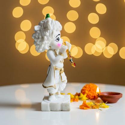 Shri Krishna with Flute Idol (White Color)