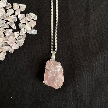 Raw Rose Quartz Pendant