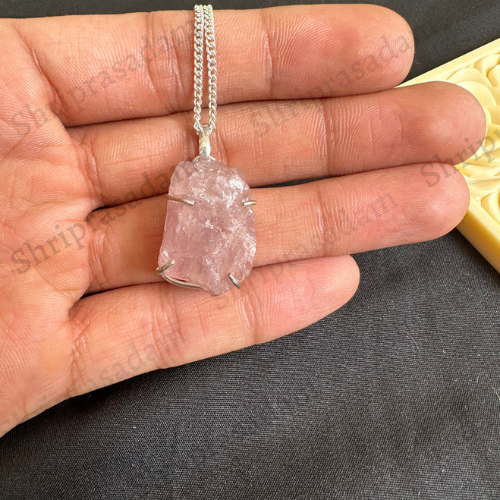 Raw Rose Quartz Pendant