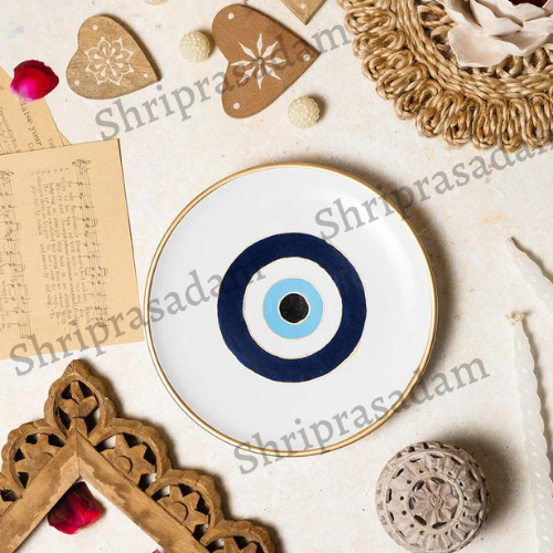 Hand-Painted Evil Eye Minimal Wall Decor Plate