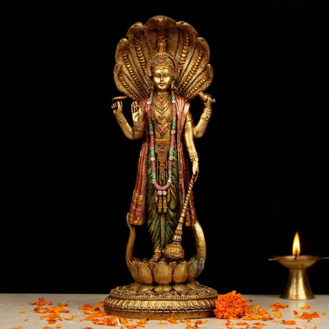 Lord Vishnu & Goddess Lakshmi Idol for Home, Temple, and Pooja