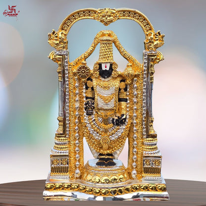 Venkateswara Bhagwan - Pure Gold And Silver-Plated Statue For Home, Puja, And Gift