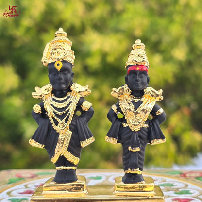 Vitthal Rukmini Gold Plated Idol For Puja, Home, And Gift