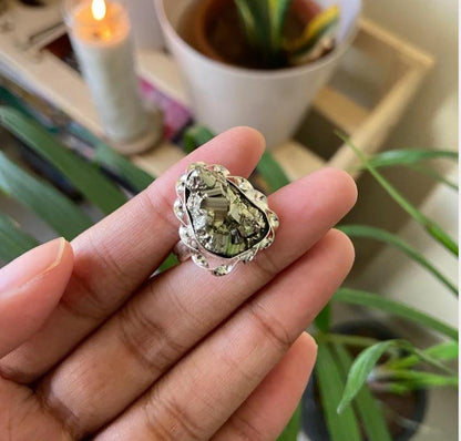 Pyrite Natural  Adjustable Ring