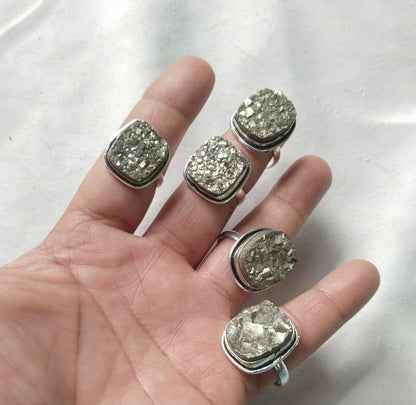 Pyrite Natural  Adjustable Ring