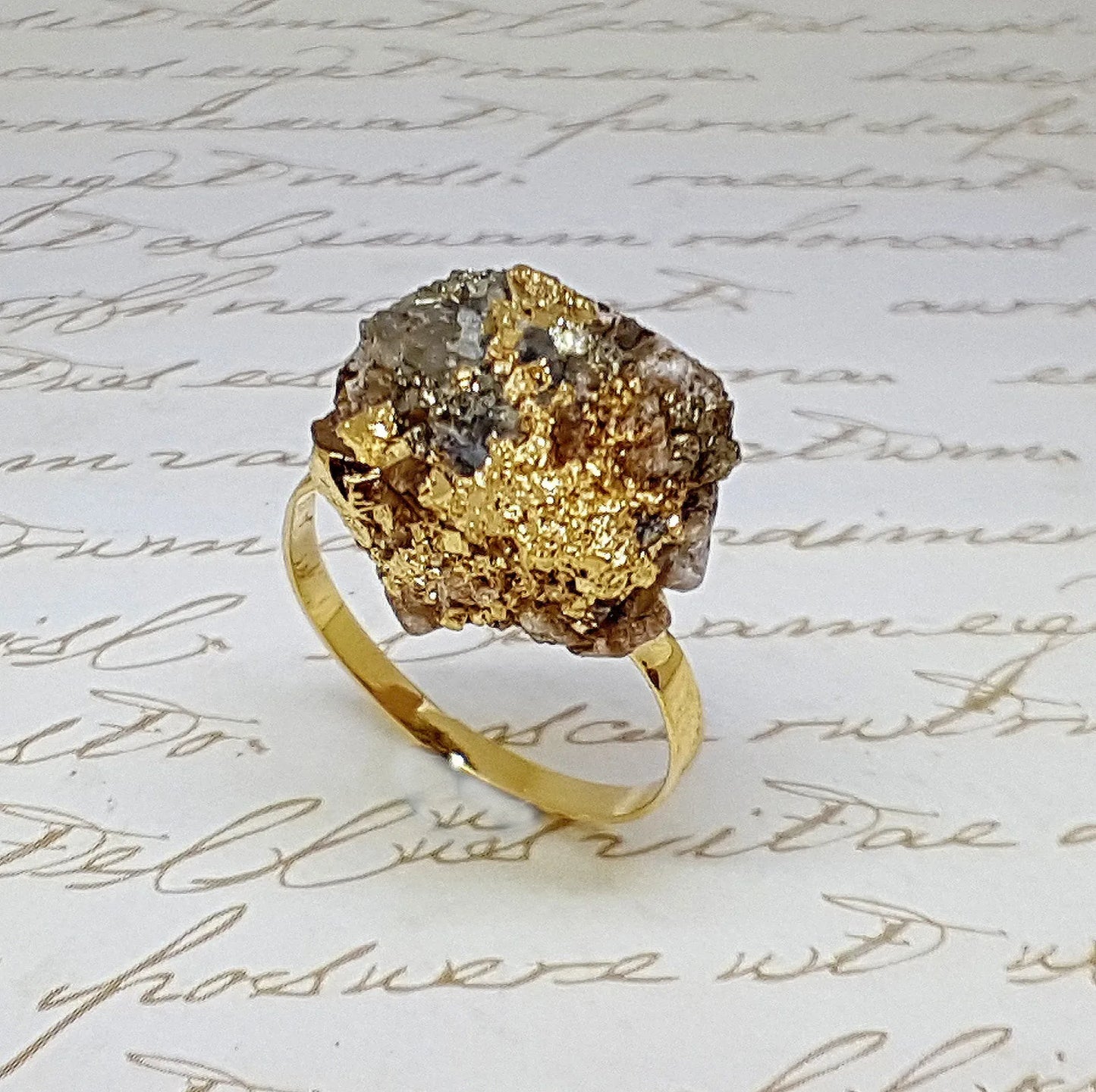Pyrite Natural  Adjustable Ring