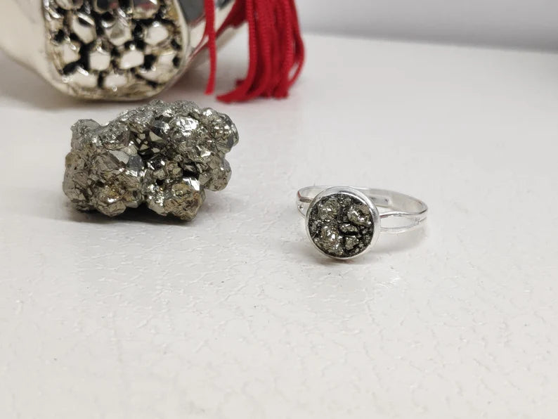 Pyrite Natural  Adjustable Ring