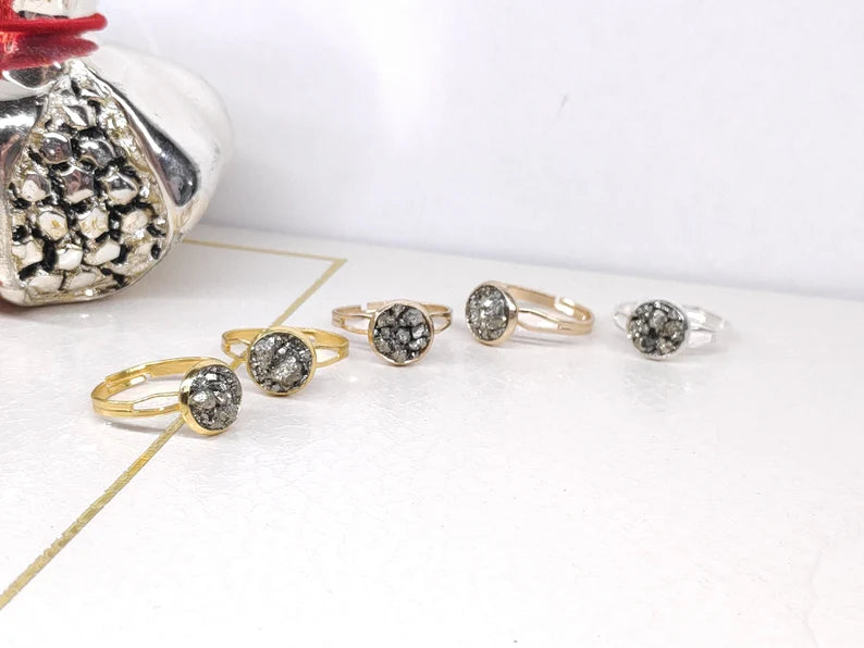 Pyrite Natural  Adjustable Ring
