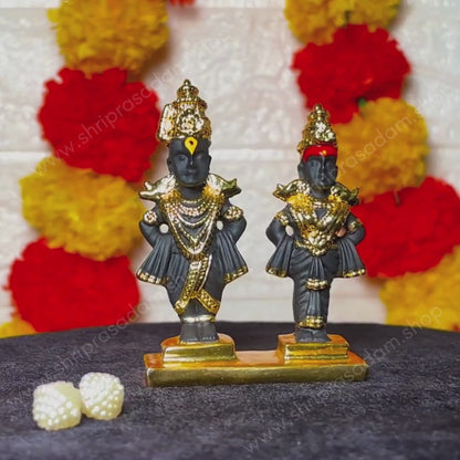 Vitthal Rukmini Gold Plated Idol For Puja, Home, And Gift