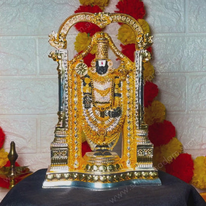 Venkateswara Bhagwan-Pure Gold And Silver-Plated Statue For Home, Puja, And Gift