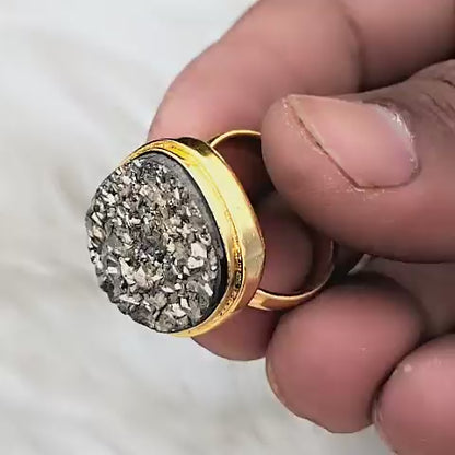 Pyrite Natural  Adjustable Ring